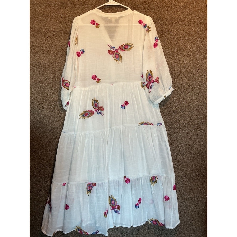 Figueroa & Flower Embroidered Baby Doll Peasant Dress NWT M Anthropologie BOHO - Picture 2 of 7